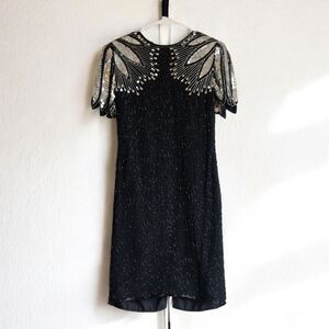 VINTAGE Elegant Black and Silver Sequin Dress